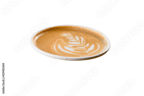 Top of cappuccino coffee isolated on white background. Mockup. Photo series