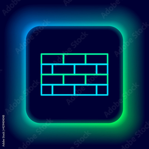 Glowing neon line Firewall, security wall icon isolated on black background. Colorful outline concept. Vector