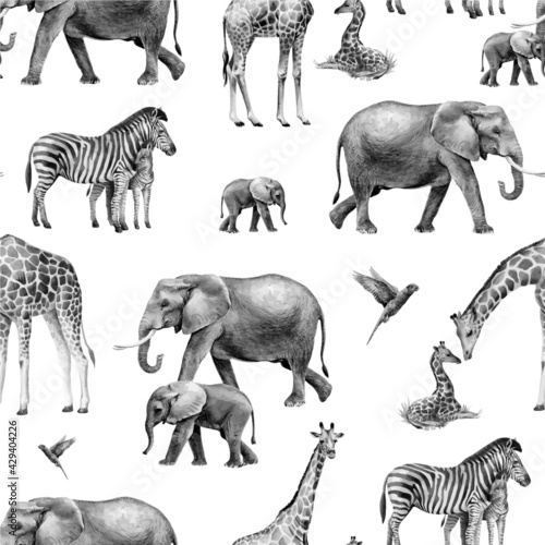 zoo african animals seamless pattern 