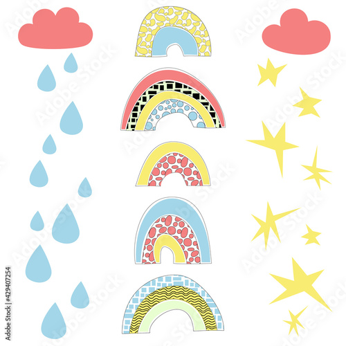 sky symbols, multicolored rainbow