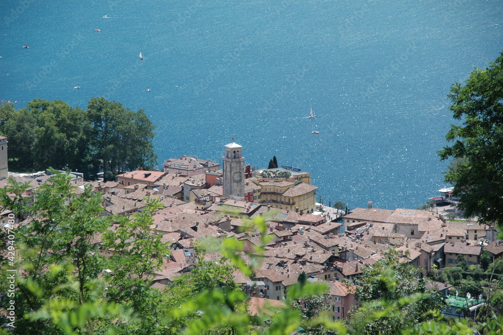 View of Riva with Lake Garda; Italy; Dolomites
