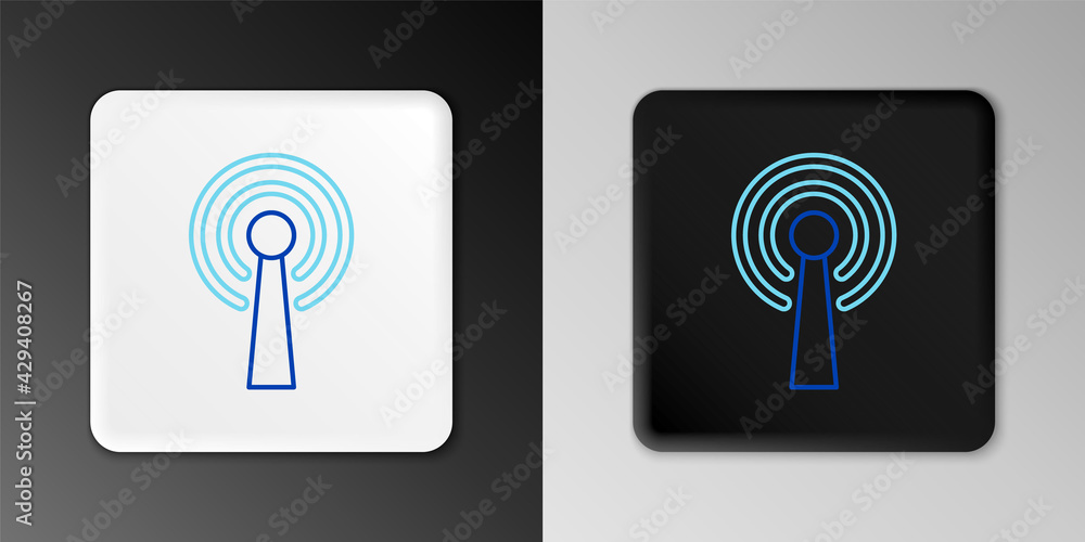 Line Antenna icon isolated on grey background. Radio antenna wireless. Technology and network signal radio antenna. Colorful outline concept. Vector Line Antenna icon isolated on grey background. Radio antenna wireless. Technology and network signal radio antenna. Colorful outline concept. Vector