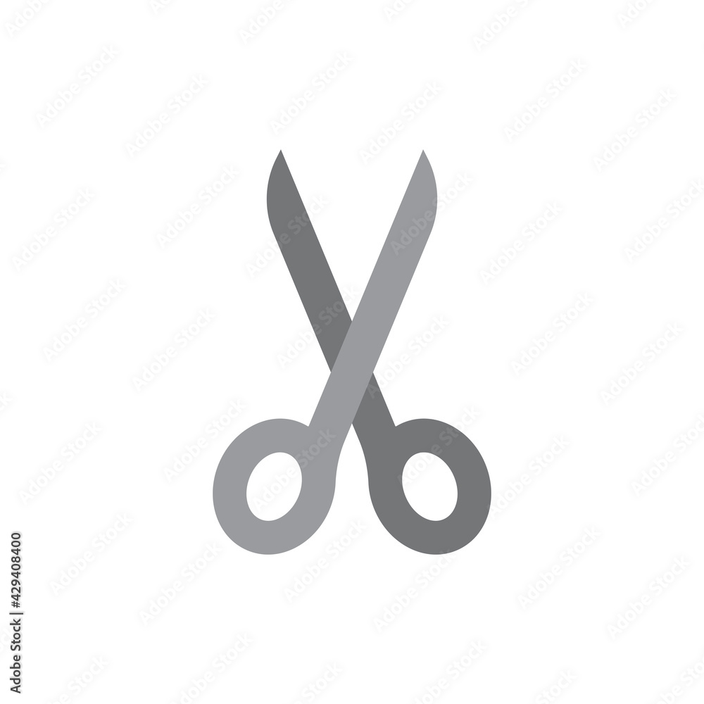 Flat scissors icon with long shadow Flat scissors icon with long shadow