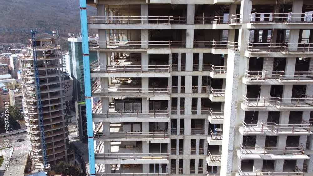Building Construction Closeup View Aerial Building Construction Closeup View Aerial