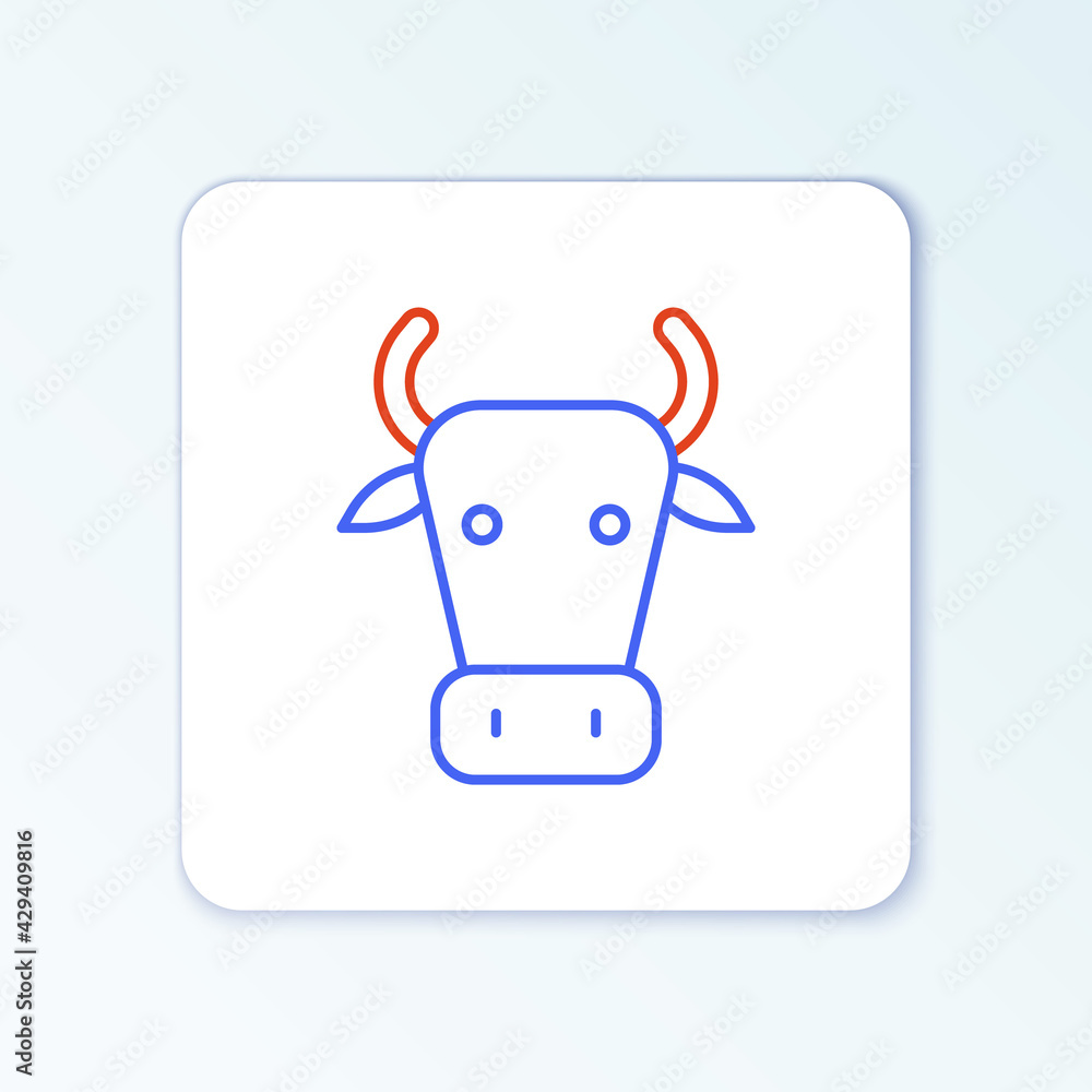 Line Cow icon isolated on white background. Colorful outline concept. Vector