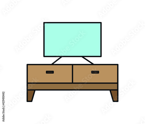 TV and TV unit icon. Household items icons vector illustration.