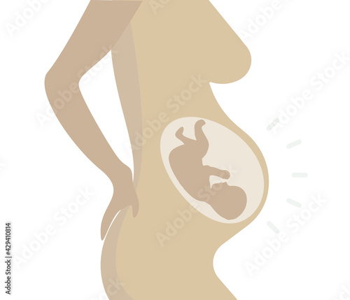 Pregnancy and baby concept. Pregnancy and obstetrician sign, test tube baby procedure stock illustration.