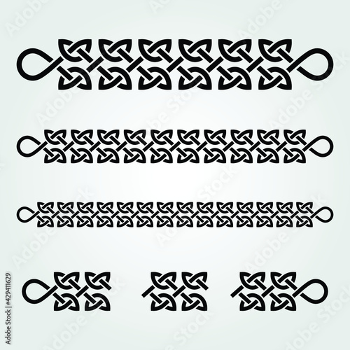 Celtic style border isolated on white background. Vector illustration