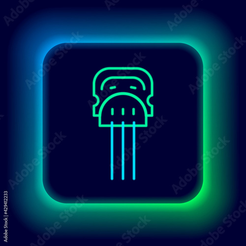 Glowing neon line Flamenco woman accessories icon isolated on black background. Peineta. Spanish comb. Colorful outline concept. Vector