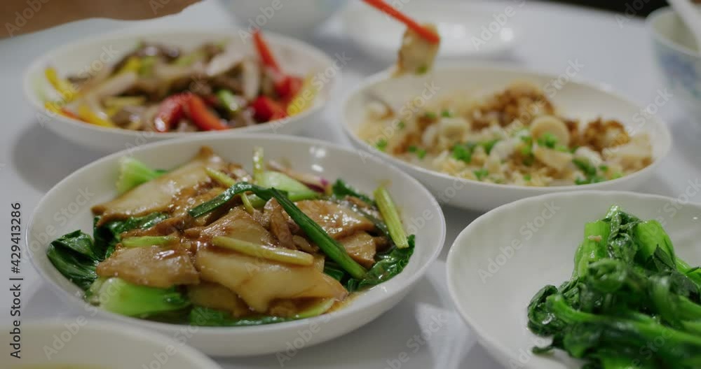 Homemade dinner with Hong Kong style dishes Homemade dinner with Hong Kong style dishes