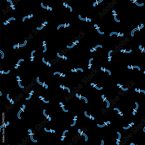 Line Medieval sword icon isolated seamless pattern on black background. Medieval weapon. Vector