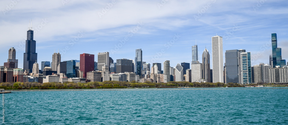 Chicago city skyline along the waterfront