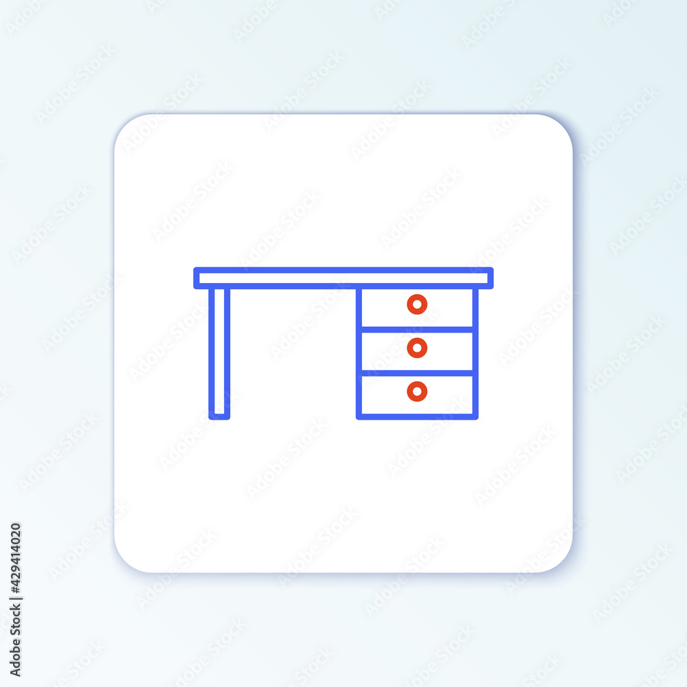 Line Office desk icon isolated on white background. Colorful outline concept. Vector Line Office desk icon isolated on white background. Colorful outline concept. Vector