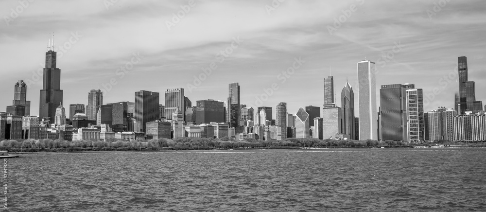 Chicago city skyline along the waterfront