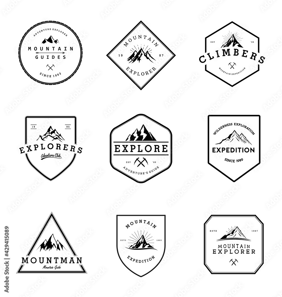 Obraz premium Mountain Adventure Badges Collection