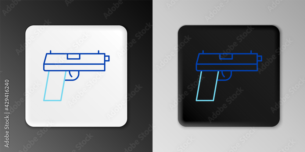 Line Pistol or gun icon isolated on grey background. Police or military handgun. Small firearm. Colorful outline concept. Vector Line Pistol or gun icon isolated on grey background. Police or military handgun. Small firearm. Colorful outline concept. Vector