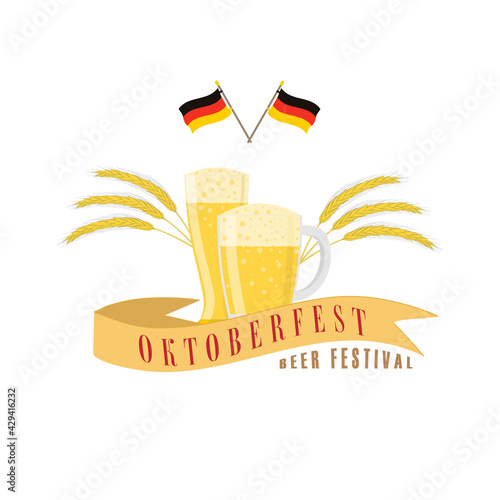 Vector illustration dedicated to the traditional Oktoberfest festival. Light yellow background. Banner  poster  sign.