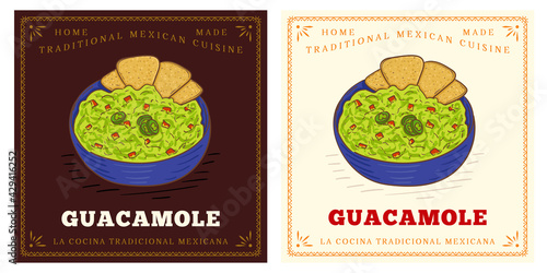 Guacamole avocado dip with nacho chips Mexican food