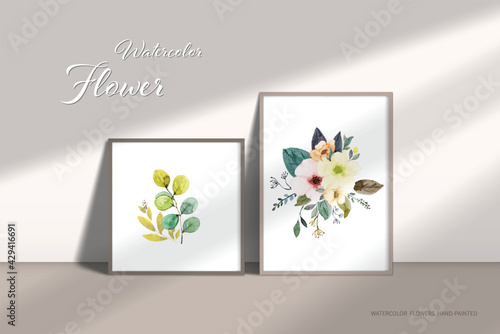 Floral bouquets elements watercolor hand-painted