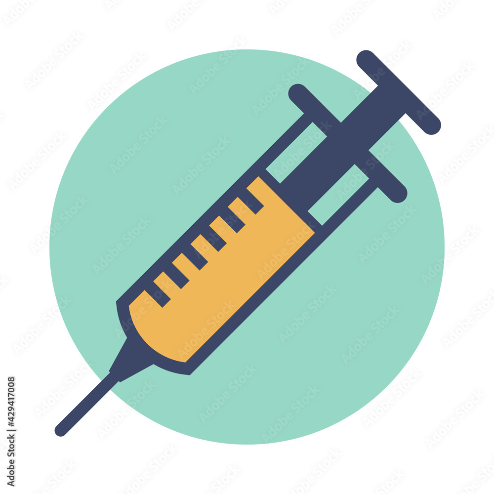 Medical syringe injection isolated vector icon - clinic equipment illustration sign. Medical syringe injection isolated vector icon - clinic equipment illustration sign.