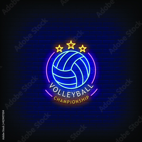 Volley ball  Championship Logo Neon Signs