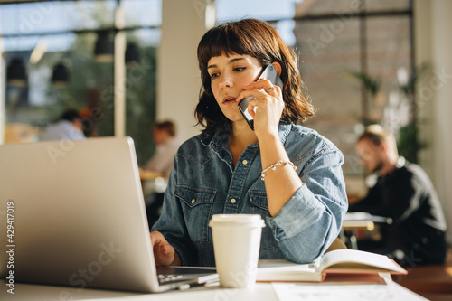 Woman doing business in a co-working space