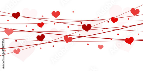 hearts on strings background for valentine's day