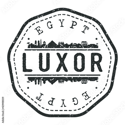 Luxor City, Governorate, Egypt Stamp Skyline Postmark. Silhouette Postal Passport. City Round Vector Icon. Vintage Postage Design.