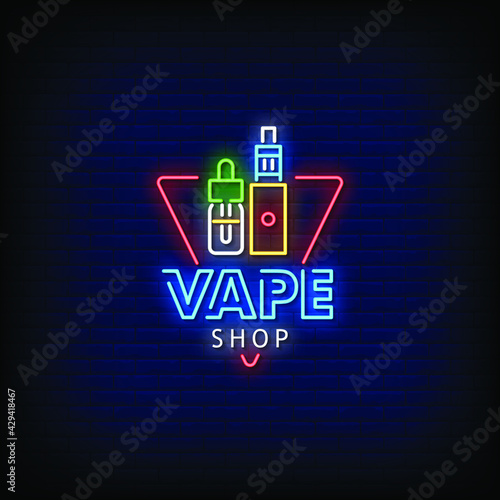 Vaping Shop Logo Neon Signs Style Text Vector