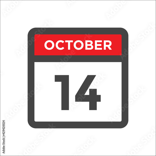 October 14 calendar icon with day of month