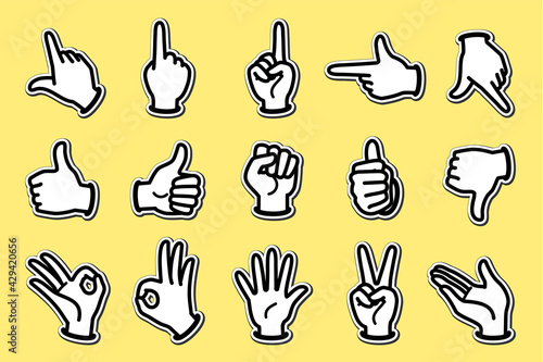 Icon sets of various hand gestures (Sticker-style)