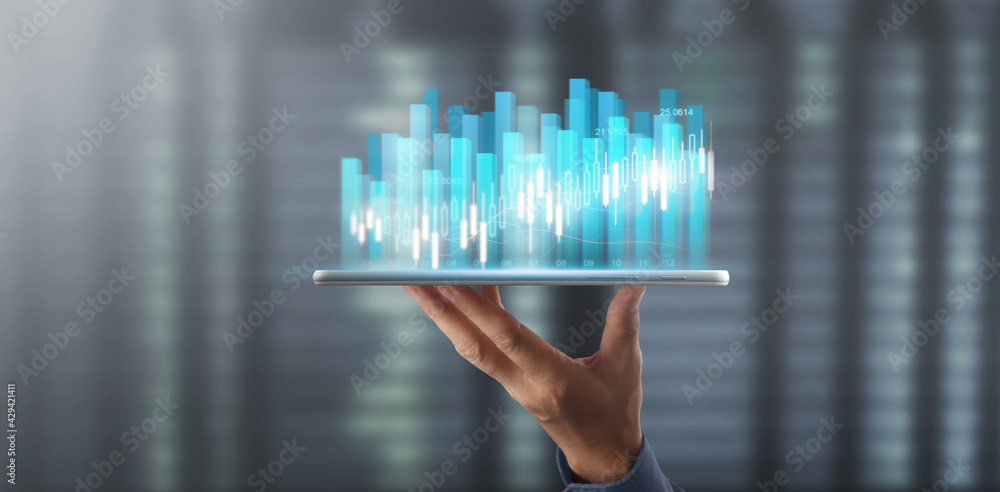 Businessplan graph growth and increase of chart positive indicators in his business Businessplan graph growth and increase of chart positive indicators in his business