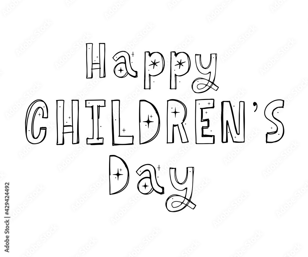 Fototapeta premium Children's day vector background. Happy Children's Day title. Happy Children's Day inscription.