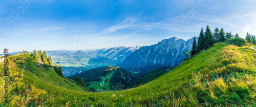 Dachstein and Tennengebirge mountains viewed from Roßfeldpanoramastraße near German and Austrian border 