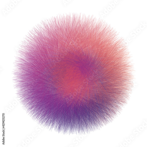 Abstract fur ball on white background for you projects. Scribble sphere. Vector design shape art
