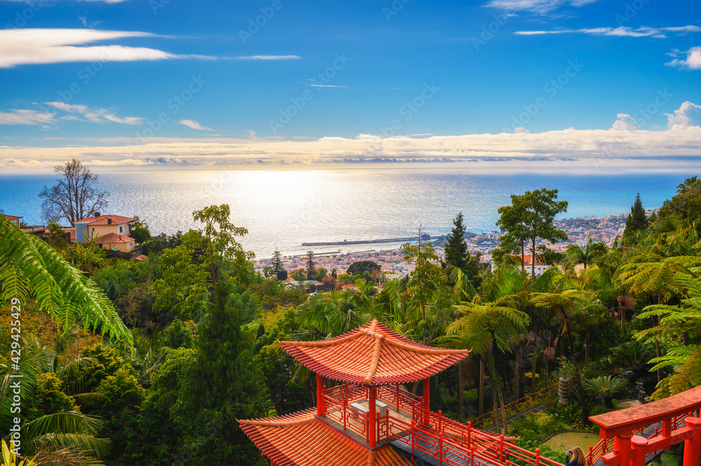 Obraz premium View over the city of Funchal from Monte Palace Gardens in Madeira, Portugal