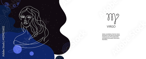 Zodiac background. Virgo constellation. The element of earth.