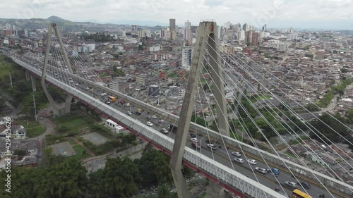 Aerial shot Bridge Viaducto de Pereira Colombia Cars on the road photo