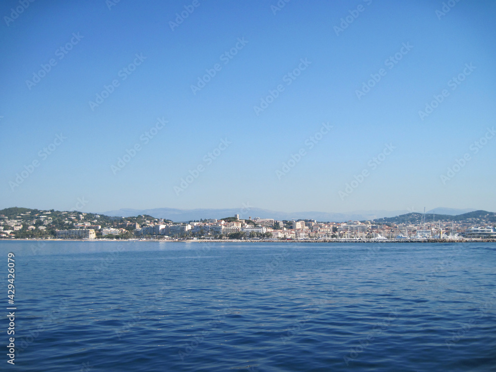 Panoramic view of Cannes, France. The city of the sea country.