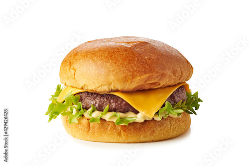 Classic hamburger on white background