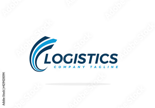 Blue Logistics Logo With Lines Highway Vector