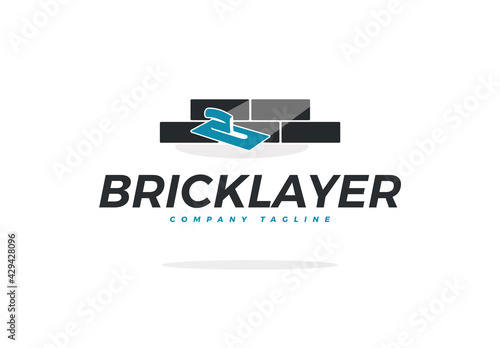 Bricklayer Vector Logo with Stucco Trowel © Robert Goudappel