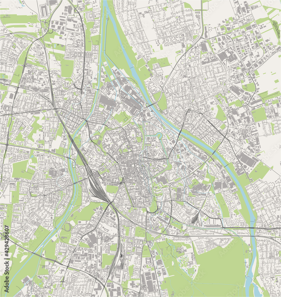 map of the city of Augsburg, Germany