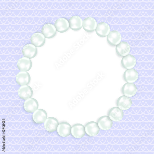 Pearl beads frame. Wedding invitation. Vector illustration