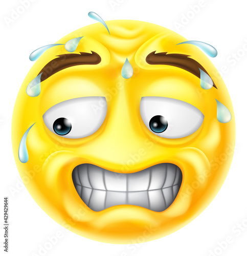 Worried Sweating Scared Emoticon Cartoon Face Icon