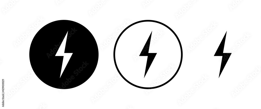 Lightning icons set. Bolt icon vector. Energy and thunder electric icon Lightning icons set. Bolt icon vector. Energy and thunder electric icon