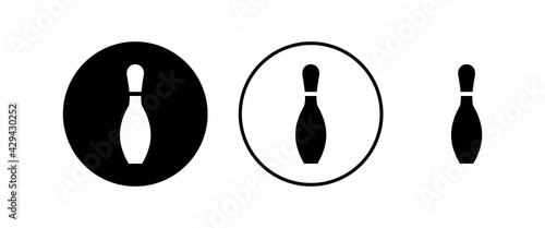 Bowling game Pin Icons set. Bowling icon, ball and pin