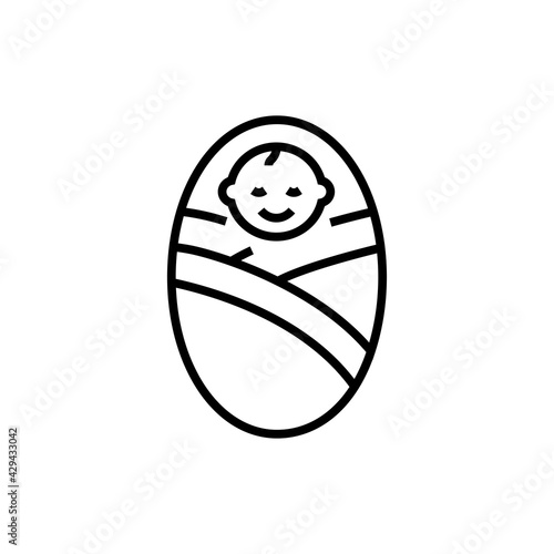 Infant icon. Birth on white background. Editable stroke.