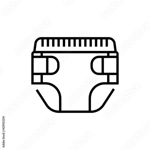 Baby diaper icon. Hygiene product on white background. Editable stroke.