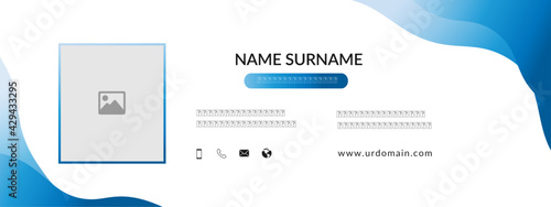 Business email signature with an author photo place modern and minimal layout
